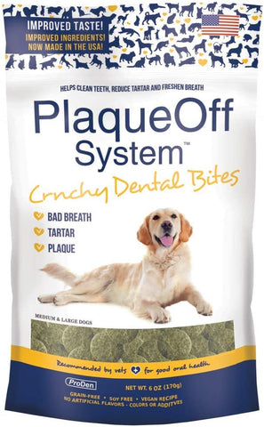 ProDen Plaque Off Crunchy Dental Bites for Medium/Large Dogs 6 Ounces - Duelenterprises.com