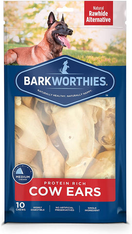 Barkworthies Protein-Rich Cow Ears (10 Chews) - Duelenterprises.com